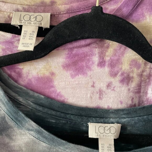 Logo By Lori Goldstein Womens Multicolor Tie Dye Ruffle Hem Top Size 3X Lot Of 2 - Picture 5 of 11